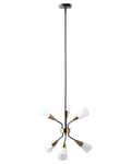 Miniatyrbild 4 av 8: Hängande Lampa med 6 Lampor Guld och Vit Metallram Klockskärmar Lång Kabel Industriell