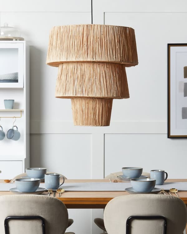 Hängande Taklampa Naturlig halmskärm Svart järnbas Boho Belysning Pendellampa Vardagsrum Sovrum Hall