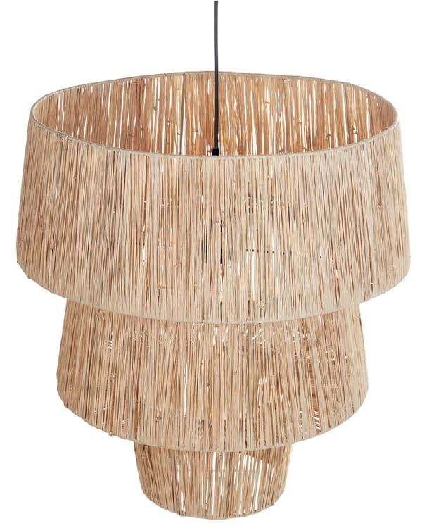 Hängande Taklampa Naturlig halmskärm Svart järnbas Boho Belysning Pendellampa Vardagsrum Sovrum Hall