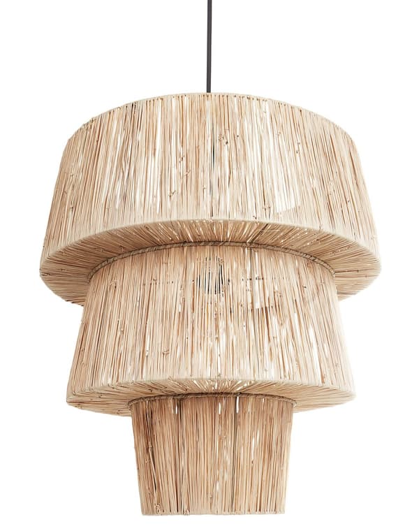 Hängande Taklampa Naturlig halmskärm Svart järnbas Boho Belysning Pendellampa Vardagsrum Sovrum Hall