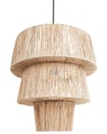 Miniatyrbild 6 av 9: Hängande Taklampa Naturlig halmskärm Svart järnbas Boho Belysning Pendellampa Vardagsrum Sovrum Hall
