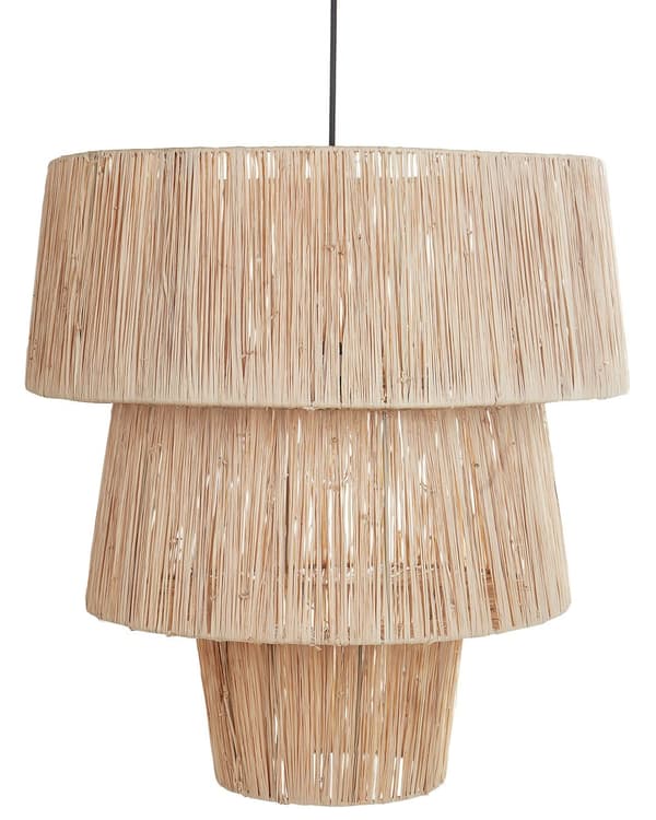 Hängande Taklampa Naturlig halmskärm Svart järnbas Boho Belysning Pendellampa Vardagsrum Sovrum Hall