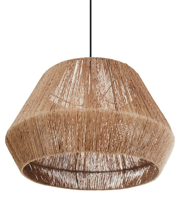 Taklampa Naturlig Juteskärm Svart Järnbas Boho Belysning Hängande Lampa Vardagsrum Sovrum Hall