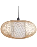 Miniatyrbild 1 av 8: Taklampa Naturlig Bambuskärm Svart Järnbas Boho Belysning Hängande Lampa Vardagsrum Sovrum Hall