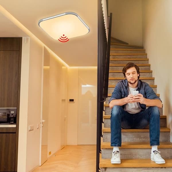 24W LED-takljus med radarsensor &amp; rörelsedetektor Takljus Vattentät lampa IP44 för kök, sovrum, vardagsrum, varmvit