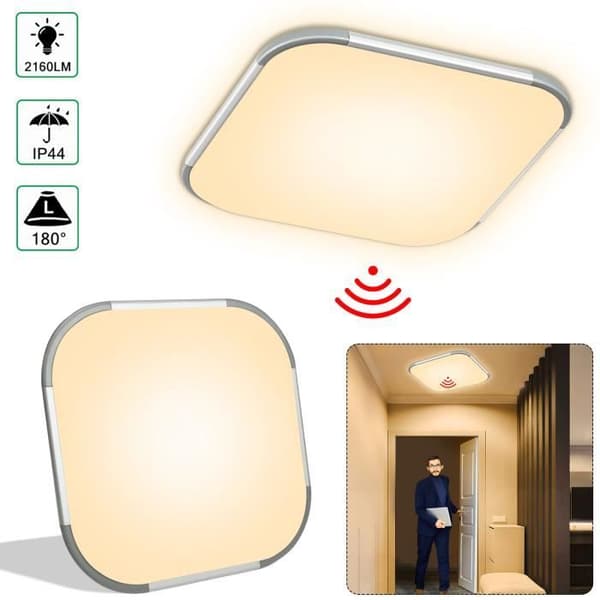 24W LED-takljus med radarsensor &amp; rörelsedetektor Takljus Vattentät lampa IP44 för kök, sovrum, vardagsrum, varmvit