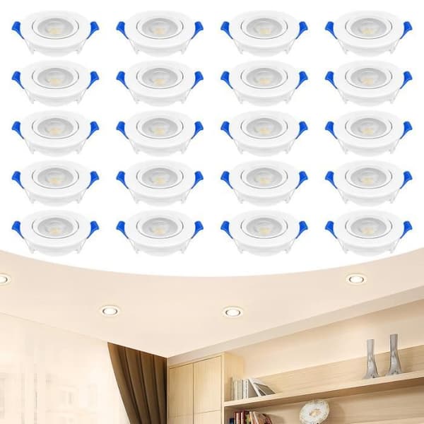 YUENFONG Infälld taklampa LED spot 20 x 5W, LED Extra Flat Infälld spotlight, IP21 takspotlight för vardagsrum kök, varmvit
