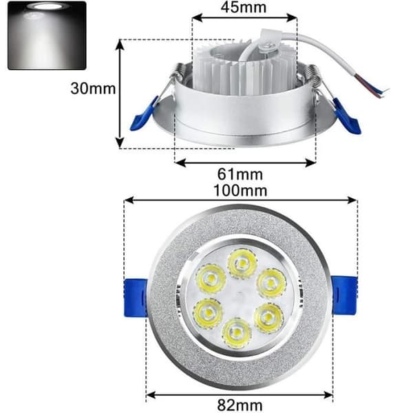 YUENFONG Paket med 20 3W LED infälld spotlight, extra platt rund infälld spotlight taklampa för vardagsrum, sovrum och kök, varmvit