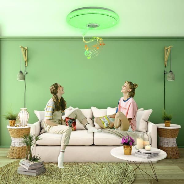 YUENFONG 48W Dimbar LED-taklampa med Bluetooth-belysningsarmatur Smart RGB-takljus Färgskiftande taklampa