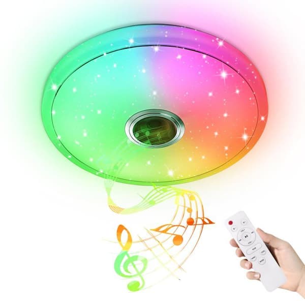 YUENFONG 48W Dimbar LED-taklampa med Bluetooth-belysningsarmatur Smart RGB-takljus Färgskiftande taklampa