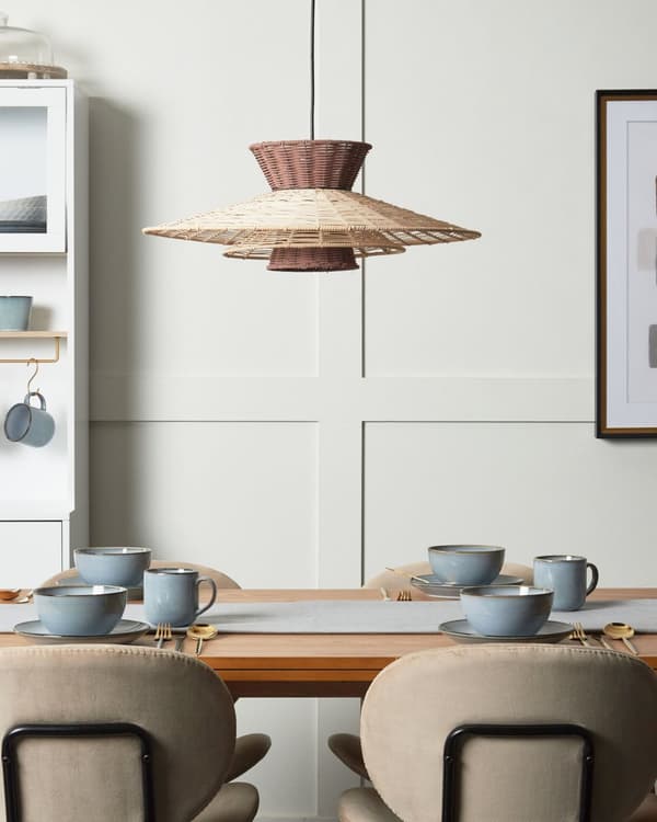 Hängande Taklampa Brun och Beige Rotting Boho Stil Belysning