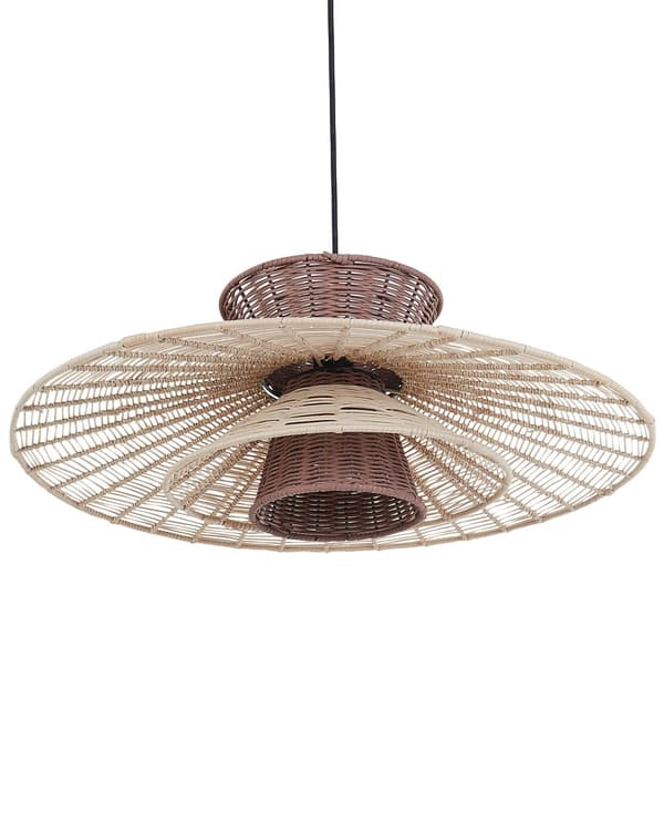 Hängande Taklampa Brun och Beige Rotting Boho Stil Belysning