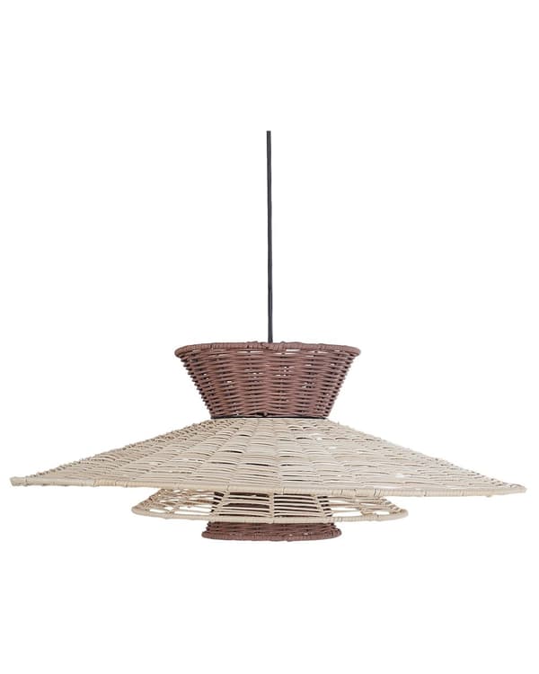 Hängande Taklampa Brun och Beige Rotting Boho Stil Belysning