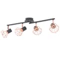 Miniatyrbillede 1 af 6: vidaXL loftslampe med 4 spotlys E14 sort og kobberfarvet -  Loftlamper
