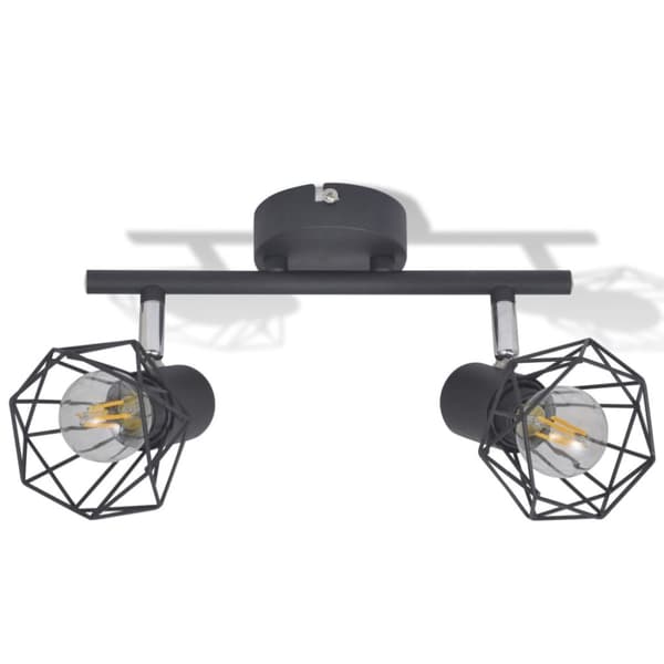 Taklampa industri-design spotlights med 2 LED-glödlampor svart -  Taklampor