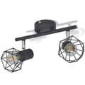 Miniatyrbild 5 av 9: Taklampa industri-design spotlights med 2 LED-glödlampor svart -  Taklampor