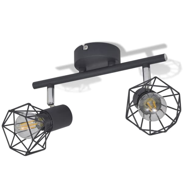 Taklampa industri-design spotlights med 2 LED-glödlampor svart -  Taklampor