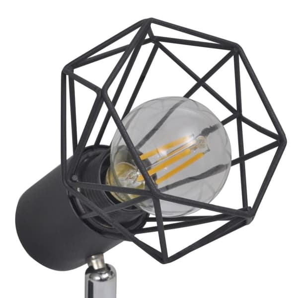 Taklampa industri-design spotlights med 2 LED-glödlampor svart -  Taklampor