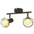 Miniatyrbild 1 av 9: Taklampa industri-design spotlights med 2 LED-glödlampor svart -  Taklampor
