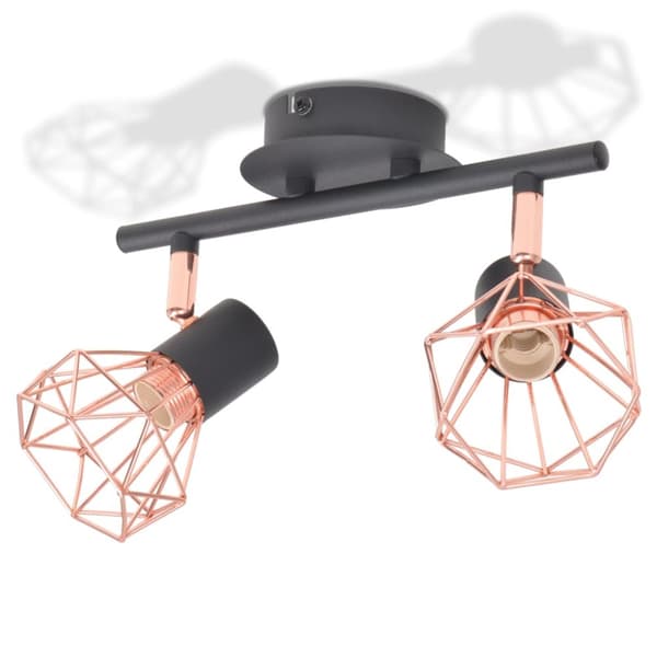 vidaXL loftslampe med 2 spotlys E14 sort og kobber - Loftlamper