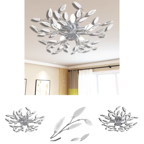 The Living Store loftslampe med krystalblade akryl E14 hvid og transparent - Loftlamper