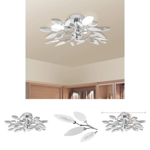 The Living Store loftslampe akrylkrystal 3 E14-pærer hvid og transparent - Loftlamper