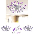 Miniatyrbillede 1 af 5: Lilla og hvid loftslampe m. krystalblade i akryl til 5 E14-pærer -  Loftlamper