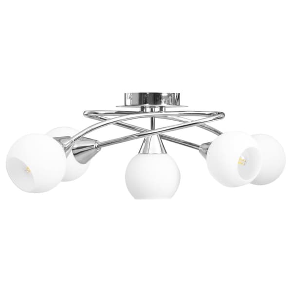 The Living Store loftlampe med keramiske lampeskærme til 5 E14-pærer hvid -  Loftlamper