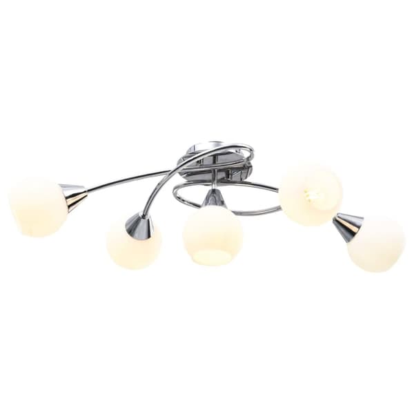 The Living Store loftlampe med keramiske lampeskærme til 5 E14-pærer hvid -  Loftlamper