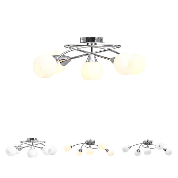 The Living Store loftlampe med keramiske lampeskærme til 5 E14-pærer hvid -  Loftlamper
