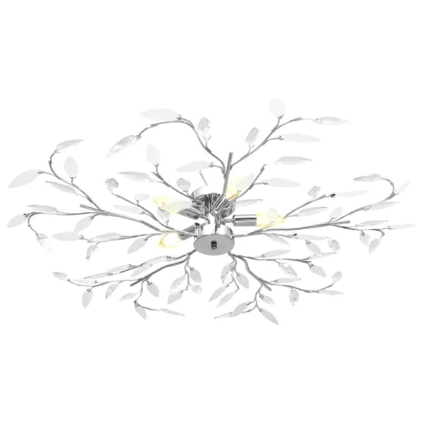 The Living Store loftslampe med krystalblade akryl til 5 E14-pærer hvid -  Loftlamper