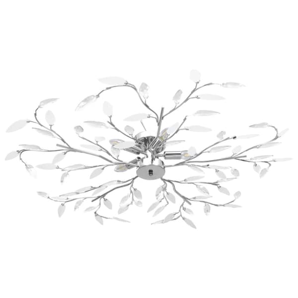 The Living Store loftslampe med krystalblade akryl til 5 E14-pærer hvid - Loftlamper