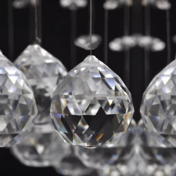 Loftlamper - Hvid Loft Lampe med glitrende Glas Crystal Beads 8 x G9 29 cm