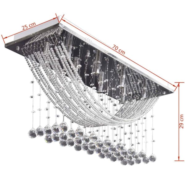 Loftlamper - Hvid Loft Lampe med glitrende Glas Crystal Beads 8 x G9 29 cm