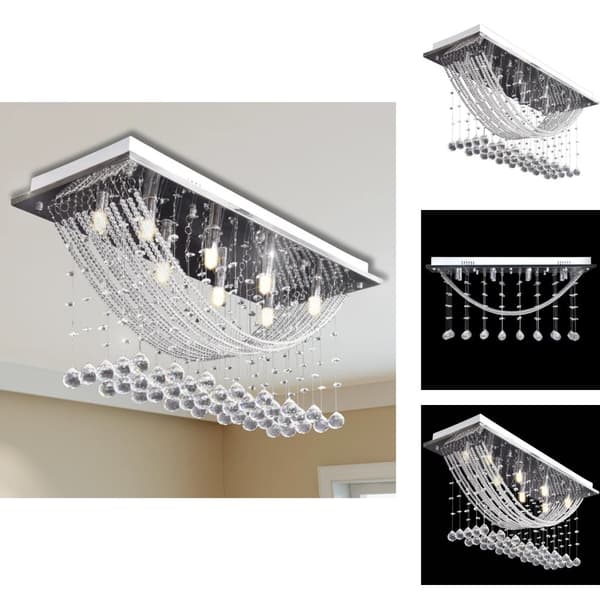 Loftlamper - Hvid Loft Lampe med glitrende Glas Crystal Beads 8 x G9 29 cm