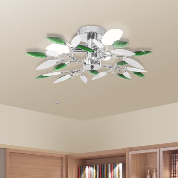 Loftlamper - Loft lys med hvid & grøn akrylplade E14