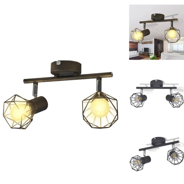 Loftlamper - Living spotlight med 2 LED-pærer industriel stil sort