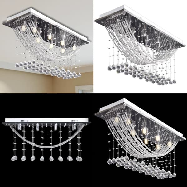 Taklampa med glittrande glaskristaller vit 8 x G9 29 cm - Taklampa - Taklampor - Home & Living