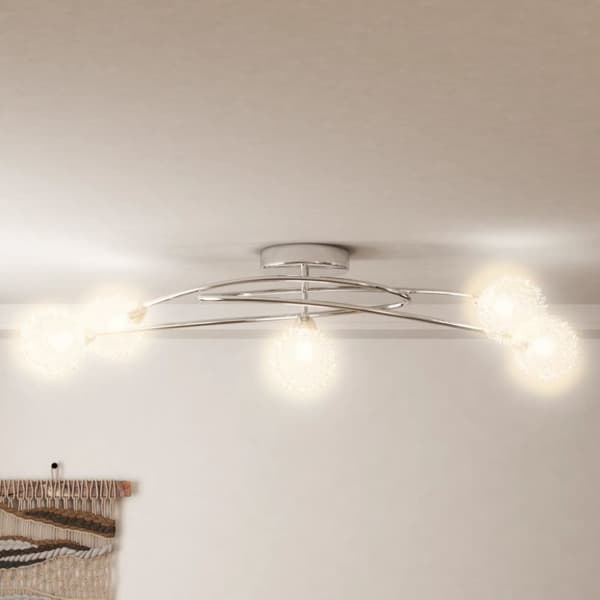 Loftlampe med skærme i trådnet til 5 G9 LED-pærer - Loftlampe - Loftlamper - Home & Living