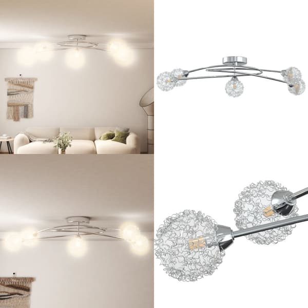 Loftlampe med skærme i trådnet til 5 G9 LED-pærer - Loftlampe - Loftlamper - Home & Living
