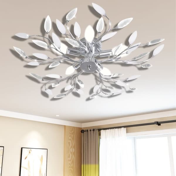 Loftslampe med krystalblade akryl E14 hvid og transparent - Loftslampe - Loftslamper - Home & Living
