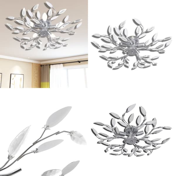 Loftslampe med krystalblade akryl E14 hvid og transparent - Loftslampe - Loftslamper - Home & Living