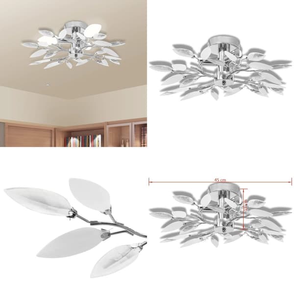 Loftslampe akrylkrystal 3 E14-pærer hvid og transparent - Loftslampe - Loftslamper - Home & Living