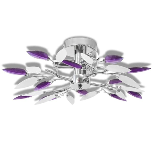 Loftslampe akrylkrystal 3 E14-pærer hvid og lilla - Loftslampe - Loftslamper - Home & Living