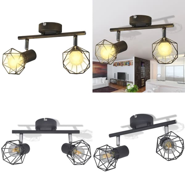 Spotlight med 2 LED-pærer industriel stil sort - Spotlight - Spotlights - Home & Living