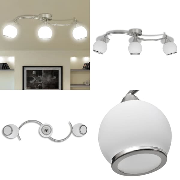 Taklampa med glasskärmar med böjd skena för 3 E14 glödlampor - Taklampa - Taklampor - Home & Living