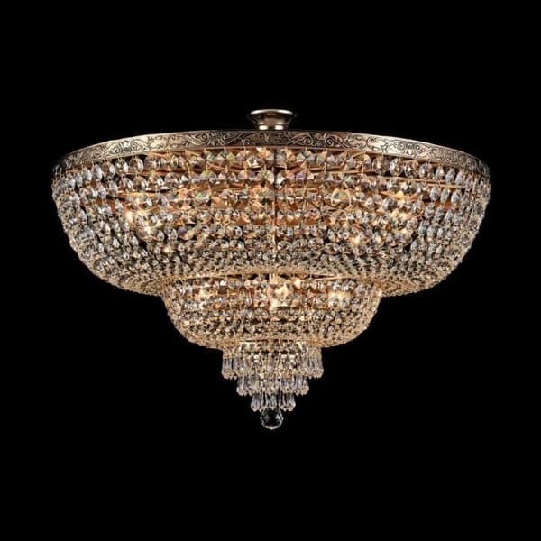 Palace Semi-Flush Mount Taklampa, antikguld och kristall, 14 lampor, E27