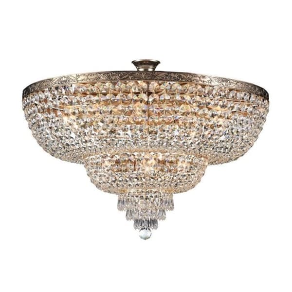 Palace Semi-Flush Mount Taklampa, antikguld och kristall, 14 lampor, E27 Guld