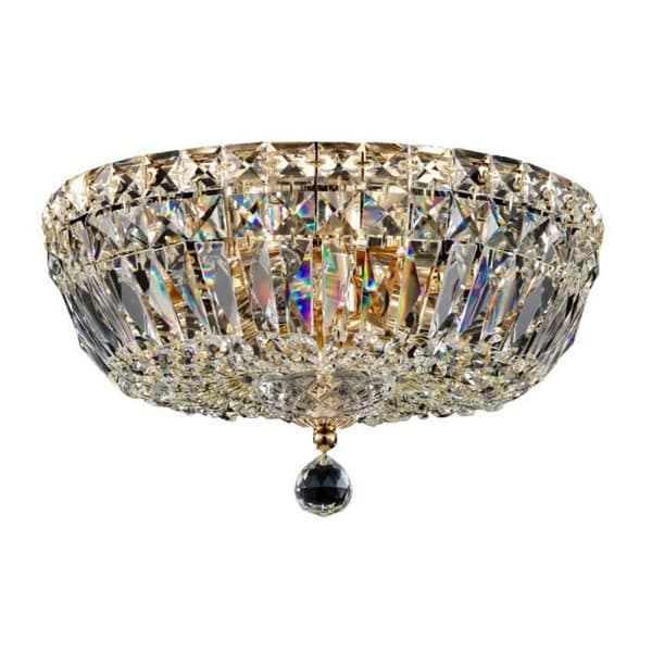 Basfor Semi-Flush Mount Taklampa, antikguld och kristall, 3 lampor, E14