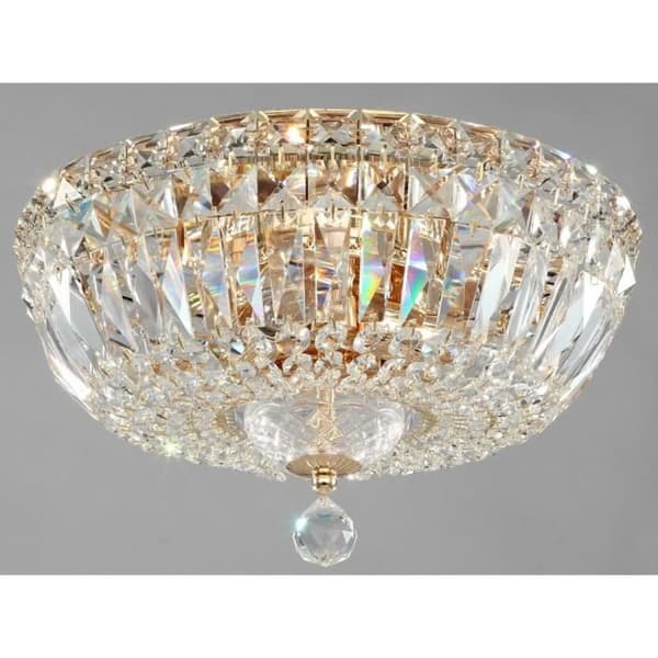 Basfor Semi-Flush Mount Taklampa, antikguld och kristall, 3 lampor, E14